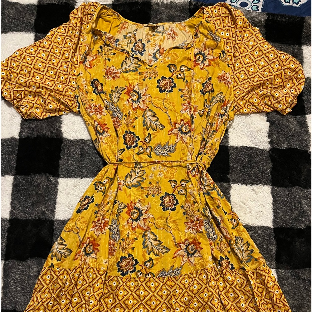 Cato Gold Midi Dress with Flowers